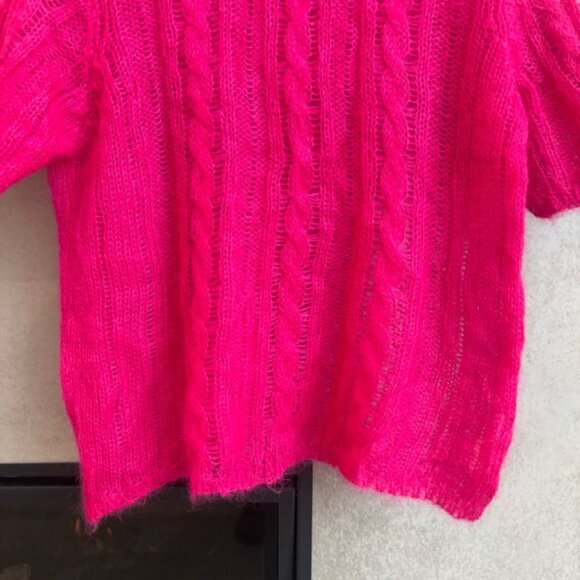Anthropologie fuchsia mock neck with short sleeves sweater, Size XL - Picture 3 of 11